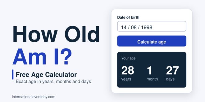 How Old Am I? free age calculator showing age in years, months and days